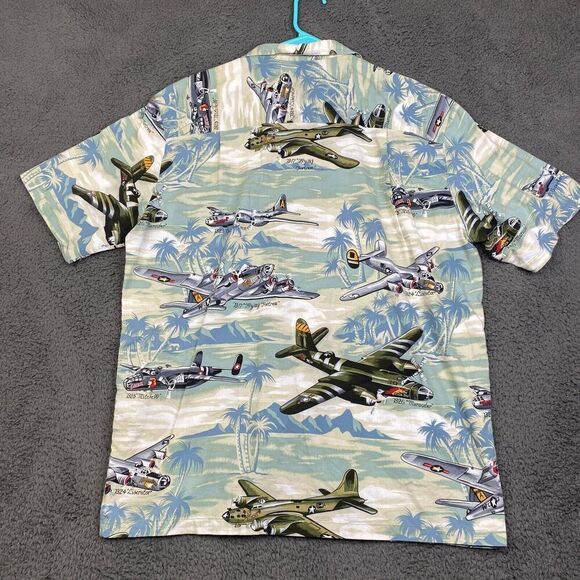Vintage Kalaheo Hawaiian Shirt Mens L Vietnam War Era Planes Helicopters Jets - Picture 9 of 9